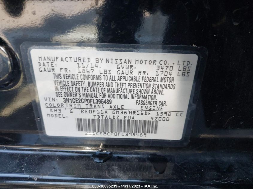 2015 NISSAN VERSA NOTE S/S PLUS/SV/SR/SL - 3N1CE2CP0FL395489
