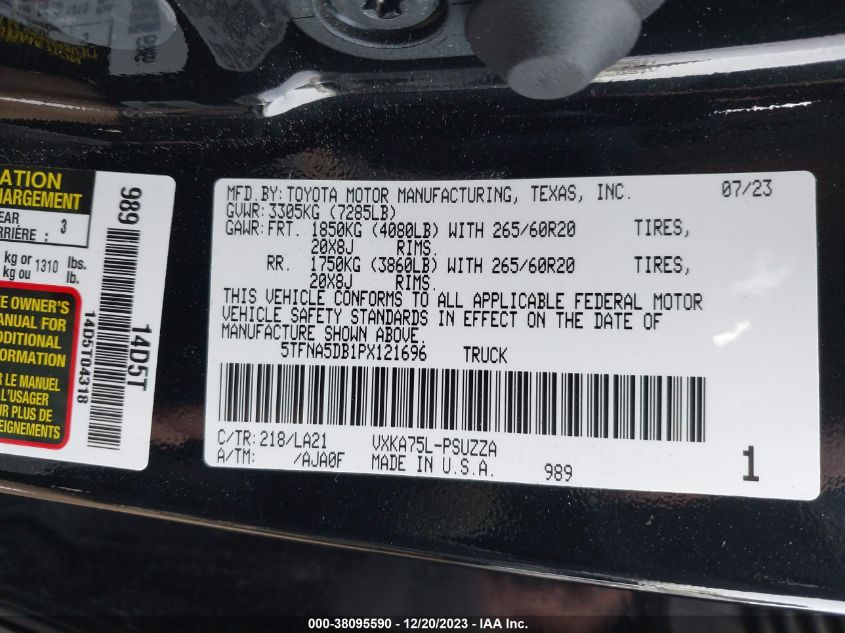 2023 Toyota Tundra - 5TFNA5DB1PX121696