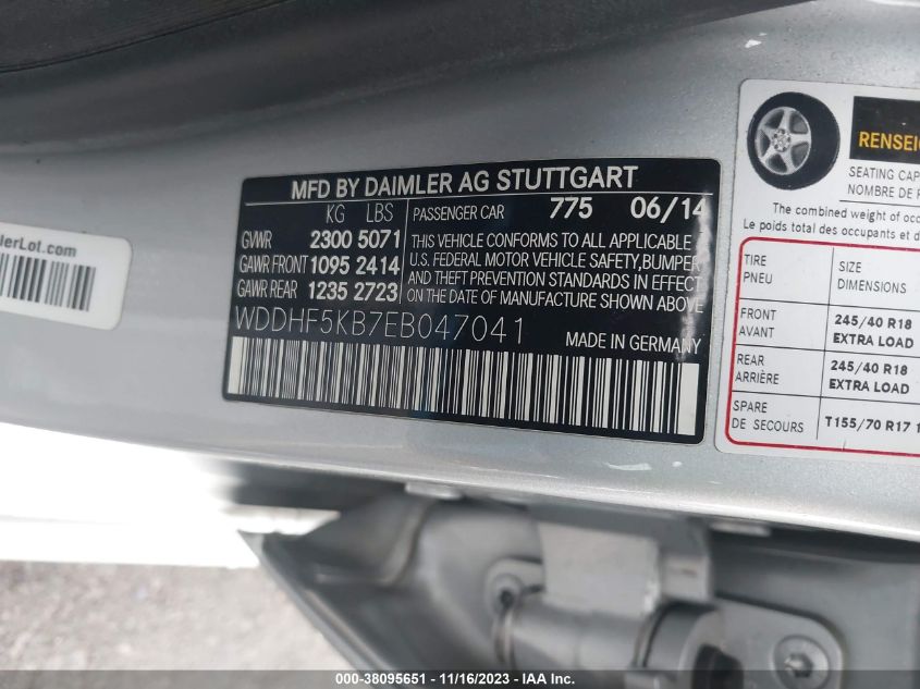 2014 MERCEDES-BENZ E 350 E 350 SPORT - WDDHF5KB7EB047041