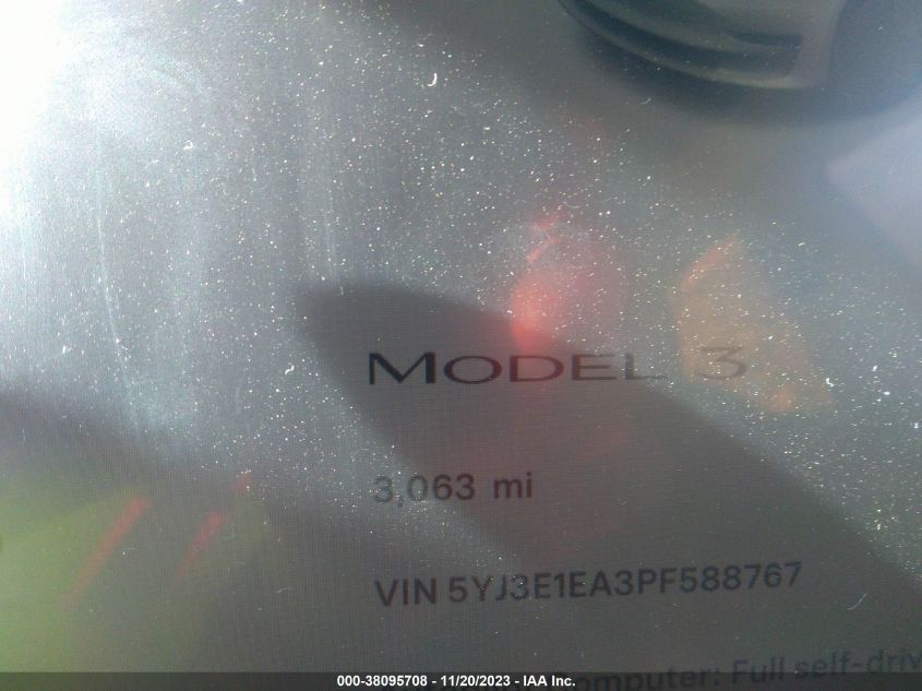 2023 TESLA MODEL 3 REAR-WHEEL DRIVE - 5YJ3E1EA3PF588767