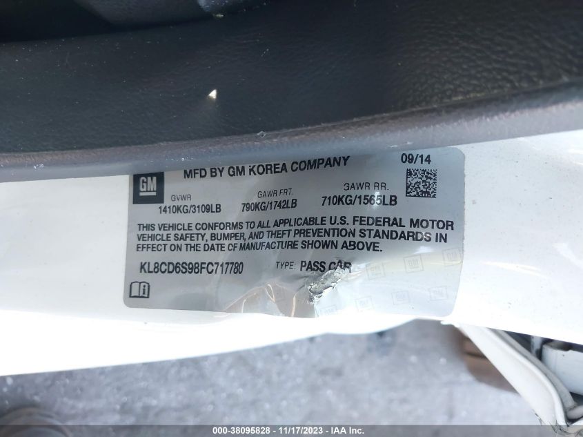 2015 CHEVROLET SPARK 1LT CVT - KL8CD6S98FC717780