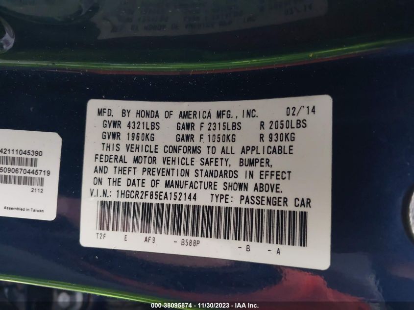 2014 HONDA ACCORD EX-L - 1HGCR2F85EA152144