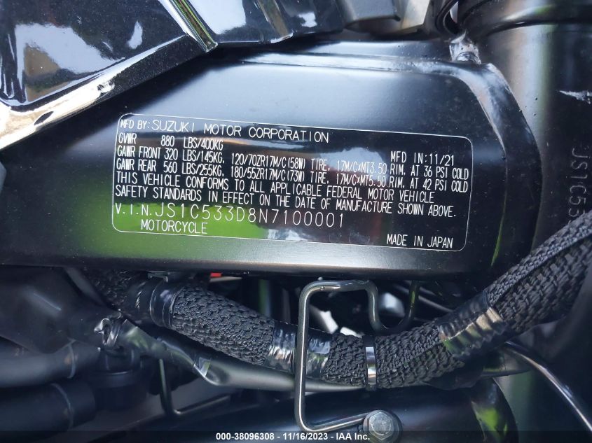 2022 SUZUKI GSX-S750 M/Z JS1C533D8N7100001