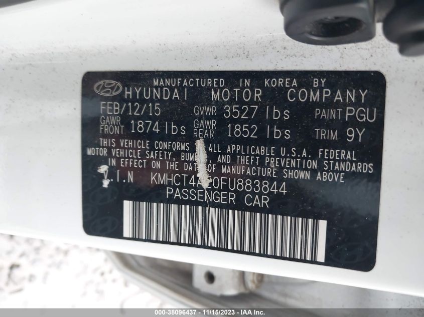 2015 HYUNDAI ACCENT GLS - KMHCT4AE0FU883844