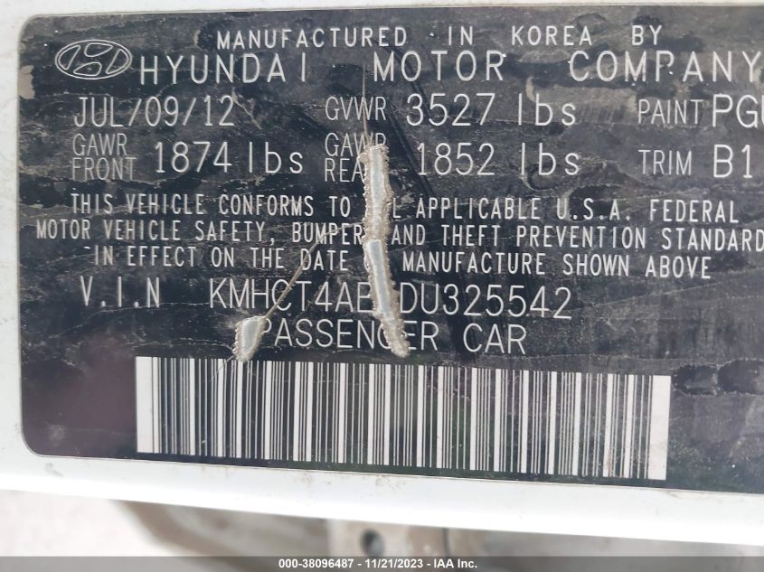 2013 HYUNDAI ACCENT GLS - KMHCT4AE4DU325542