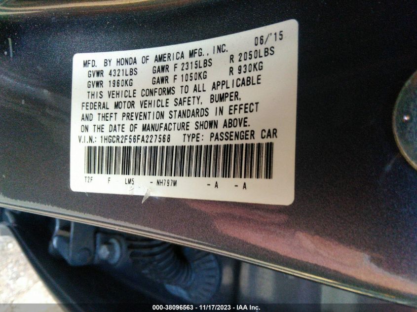 2015 HONDA ACCORD SPORT - 1HGCR2F56FA227568