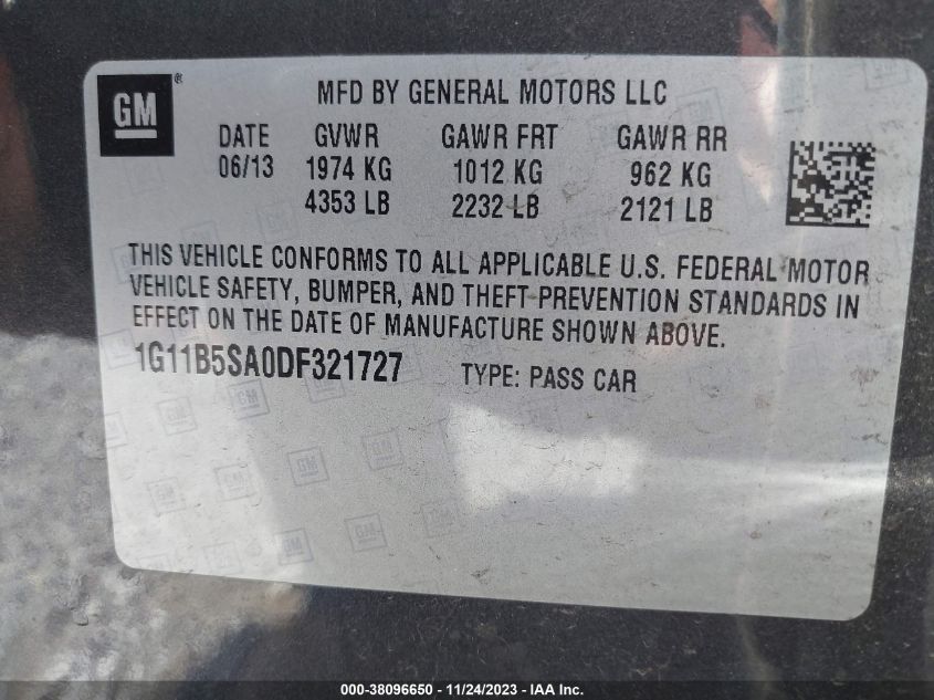 2013 CHEVROLET MALIBU LS - 1G11B5SA0DF321727