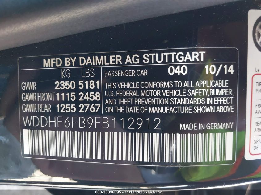 2015 MERCEDES-BENZ E 400 - WDDHF6FB9FB112912