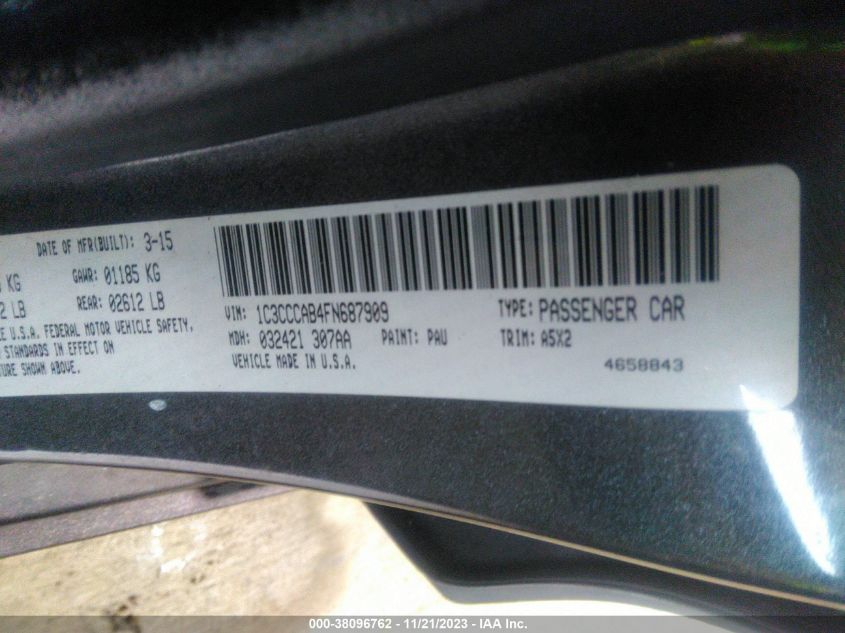 2015 CHRYSLER 200 LIMITED - 1C3CCCAB4FN687909