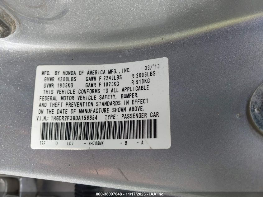 2013 HONDA ACCORD LX - 1HGCR2F38DA156854