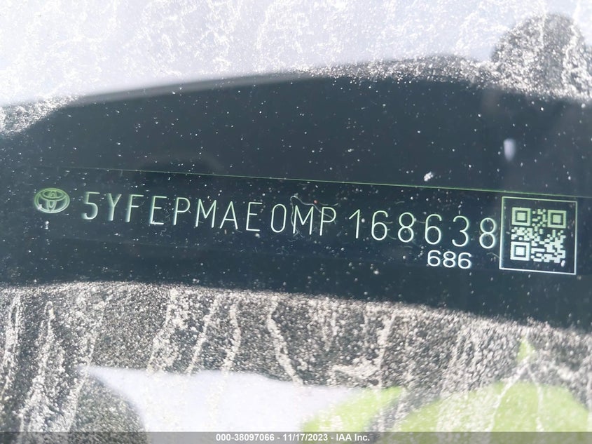 VIN 5YFEPMAE0MP168638 2021 TOYOTA COROLLA LE