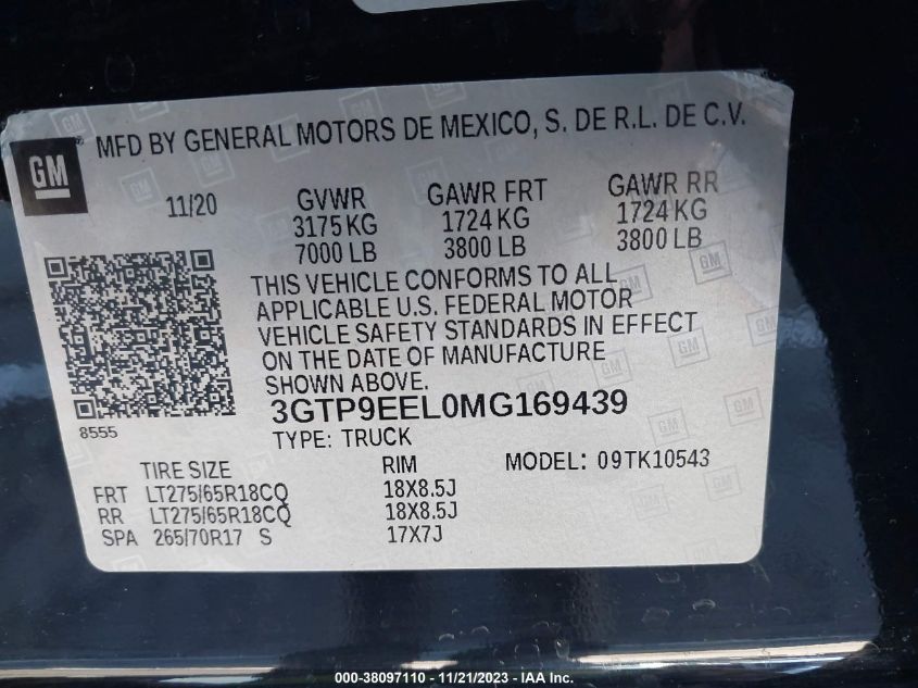 3GTP9EEL0MG169439 GMC Sierra 1500 AT4 9