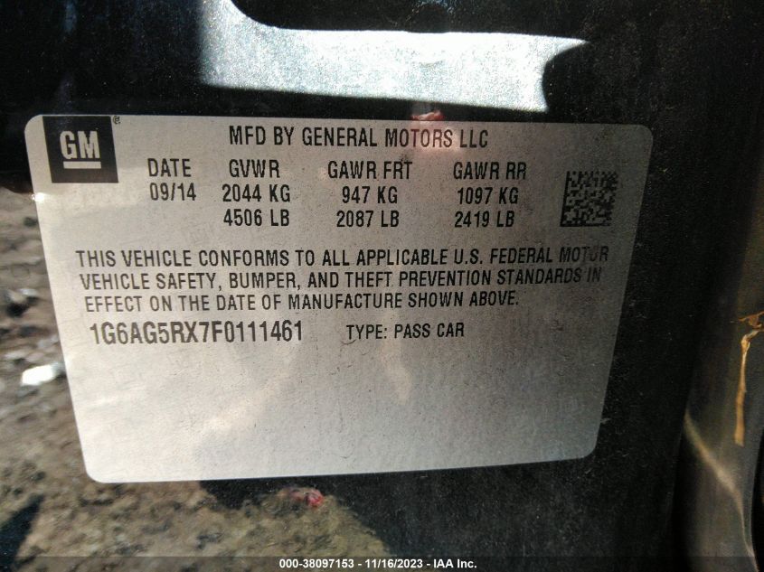 2015 CADILLAC ATS STANDARD - 1G6AG5RX7F0111461