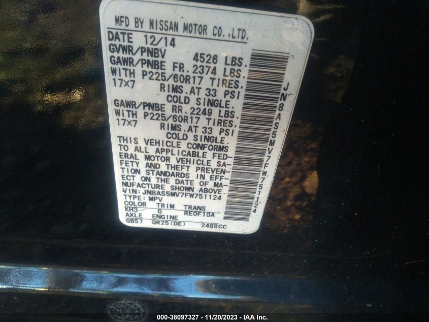 2015 NISSAN ROGUE SELECT S - JN8AS5MV7FW751124