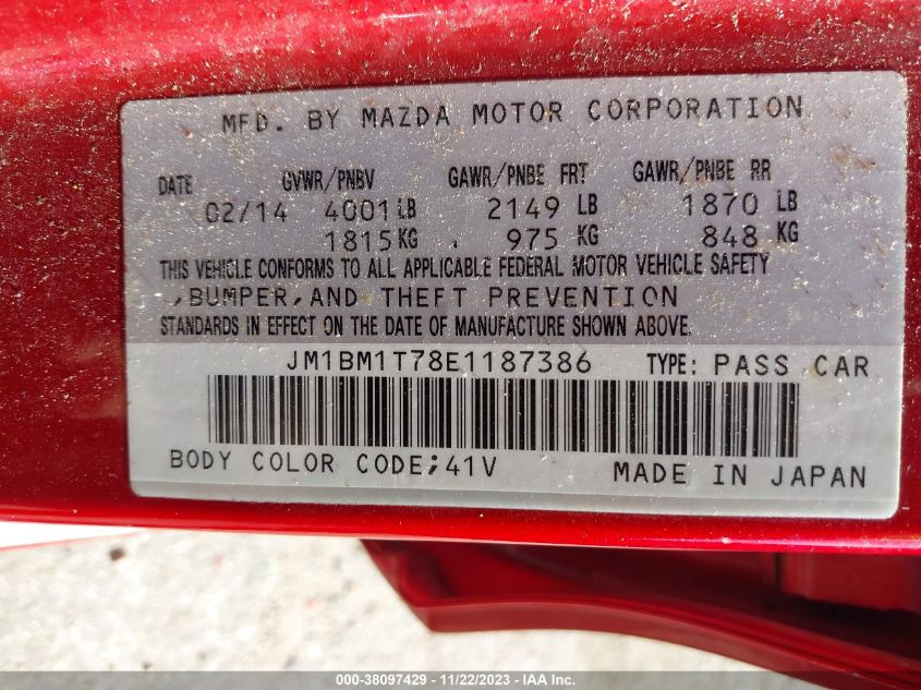 2014 MAZDA MAZDA3 I SV - JM1BM1T78E1187386