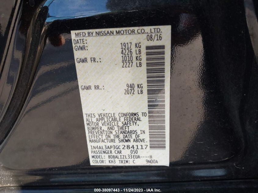 2016 NISSAN ALTIMA 2.5 SV - 1N4AL3AP3GC284117