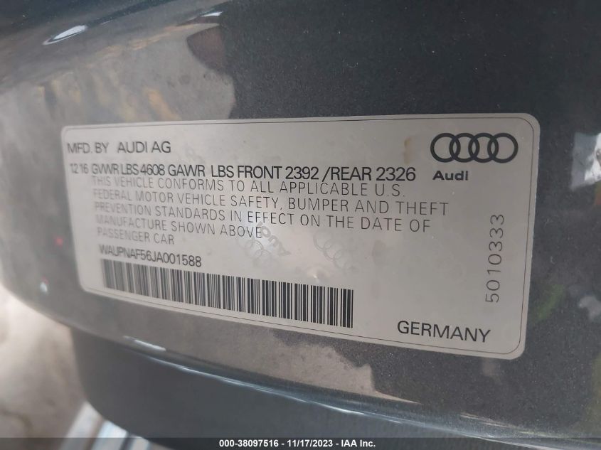 WAUPNAF56JA001588 2018 AUDI A5, photo no. 9