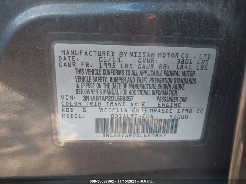 2013 NISSAN SENTRA SR - 3N1AB7AP2DL659857