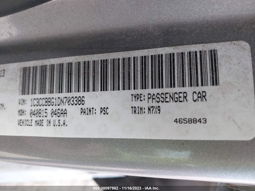 2013 CHRYSLER 200 TOURING - 1C3CCBBG1DN703386
