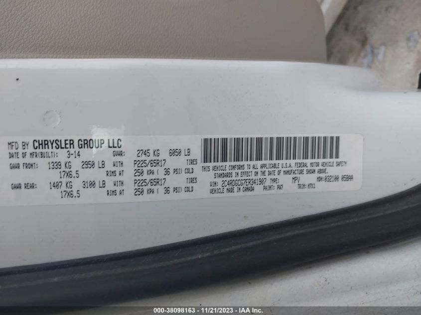 2014 DODGE GRAND CARAVAN SXT - 2C4RDGCG7ER341907