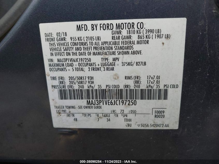 2018 FORD ECOSPORT TITANIUM - MAJ3P1VE6JC197250