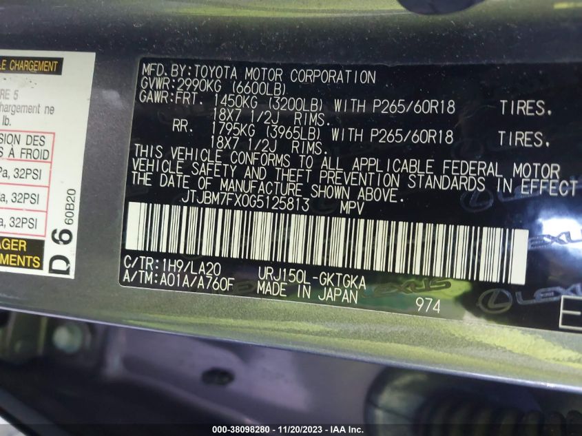 2016 LEXUS GX 460 - JTJBM7FX0G5125813