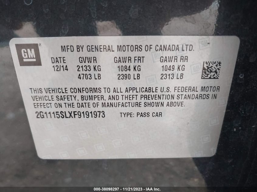 2015 CHEVROLET IMPALA 1LT - 2G1115SLXF9191973