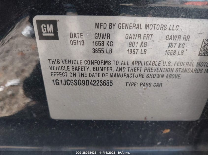 2013 CHEVROLET SONIC LT - 1G1JC6SG9D4223685