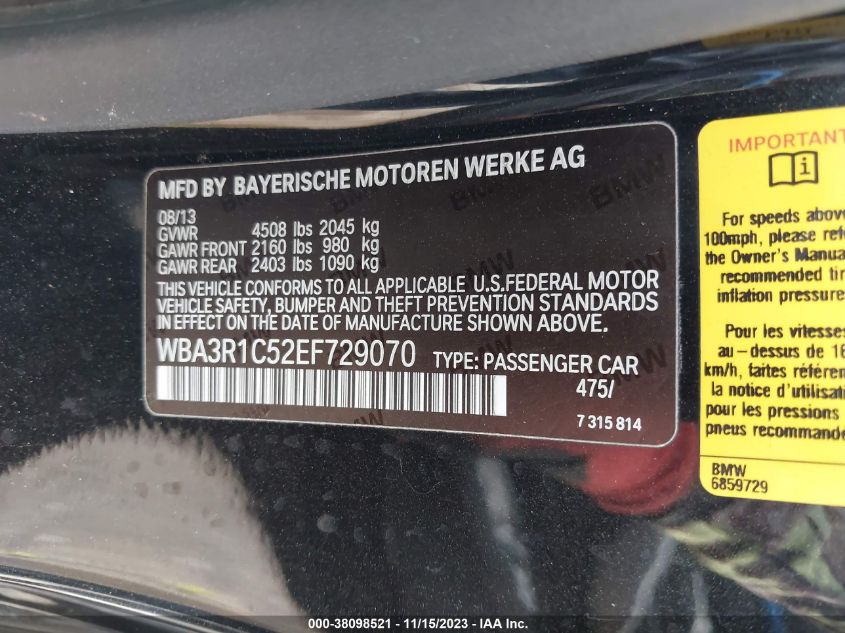 2014 BMW 435I WBA3R1C52EF729070