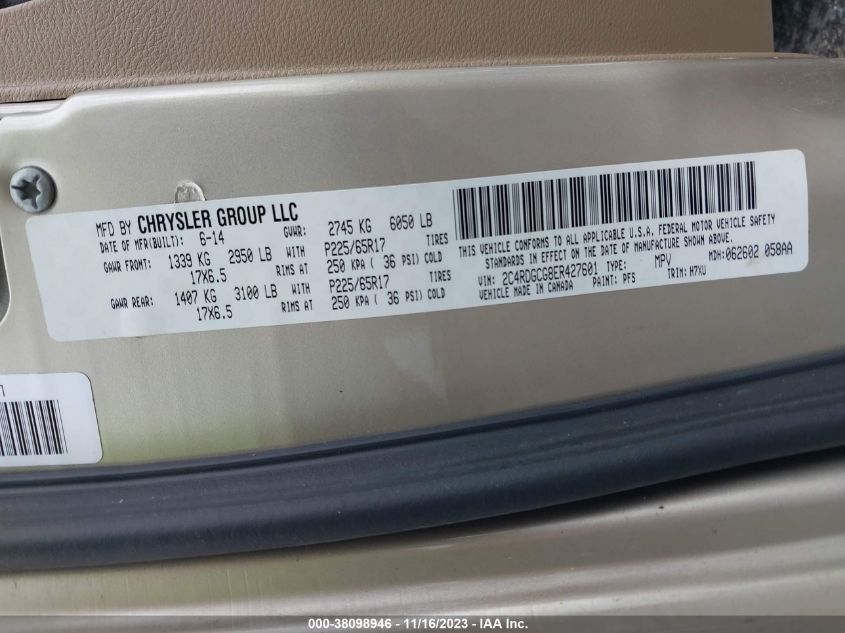 2014 DODGE GRAND CARAVAN SXT - 2C4RDGCG8ER427601