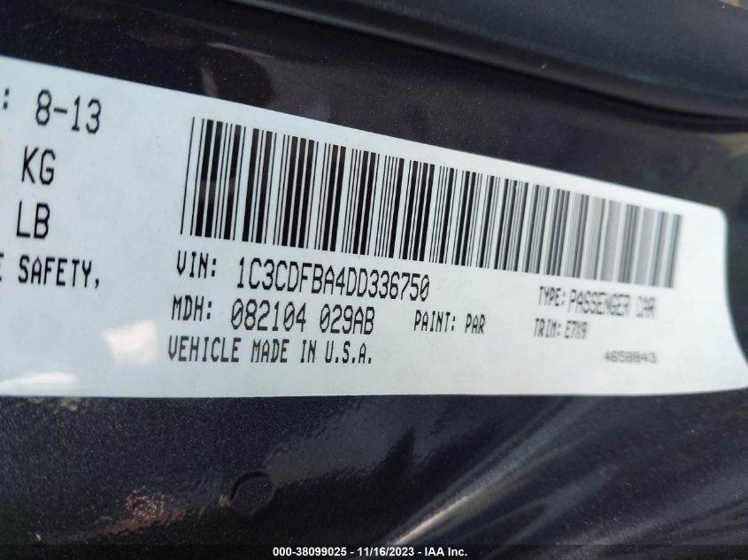 2013 DODGE DART SXT - 1C3CDFBA4DD336750
