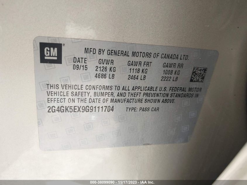 2016 BUICK REGAL - 2G4GK5EX9G9111704