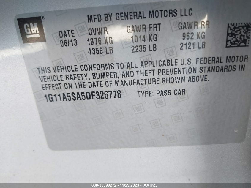 2013 CHEVROLET MALIBU LS - 1G11A5SA5DF326778