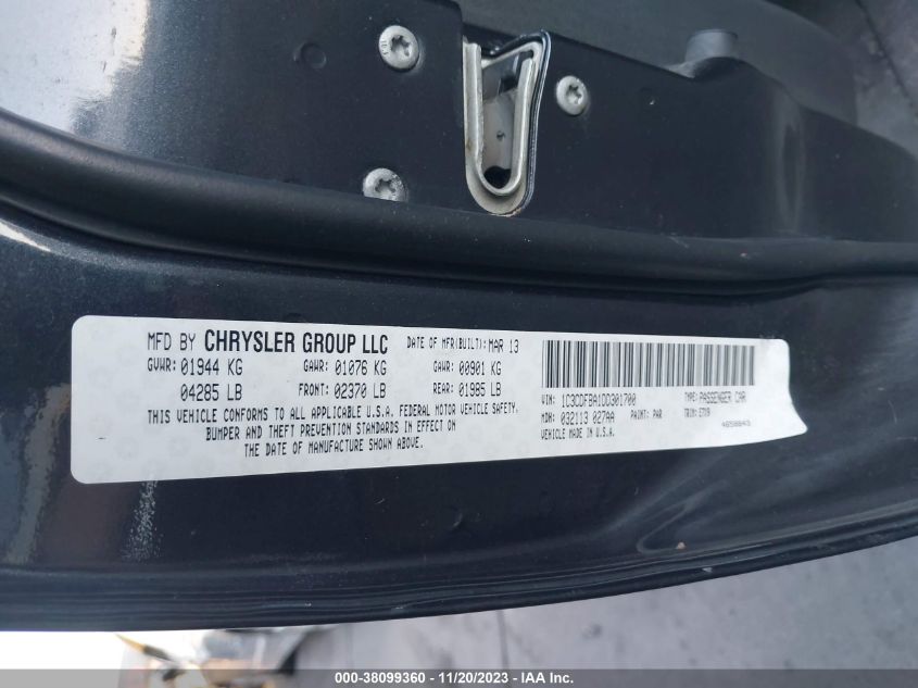 2013 DODGE DART SXT/RALLYE - 1C3CDFBA1DD301700