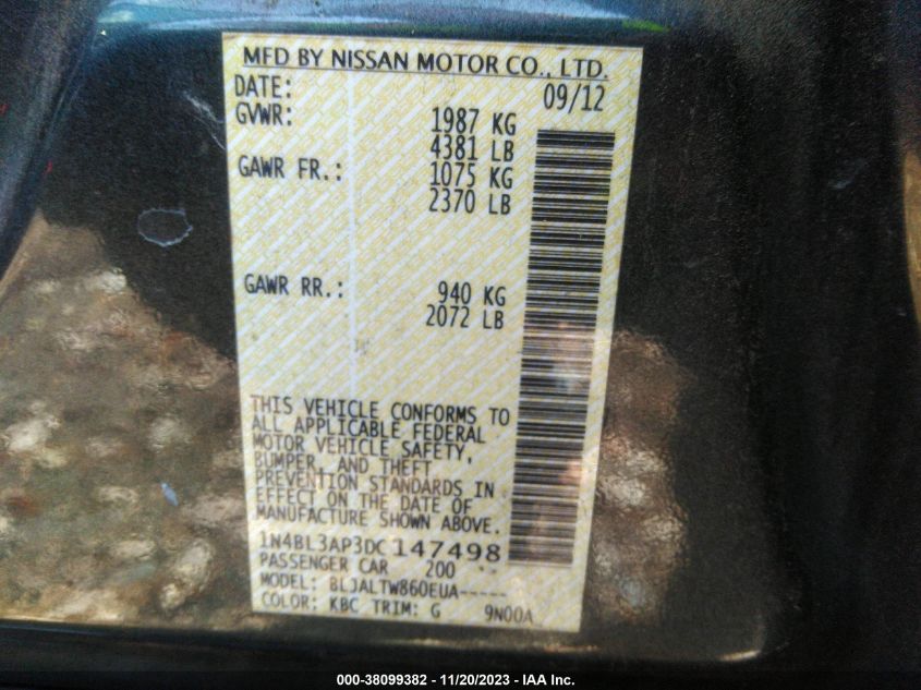 2013 NISSAN ALTIMA 3.5 SV - 1N4BL3AP3DC147498