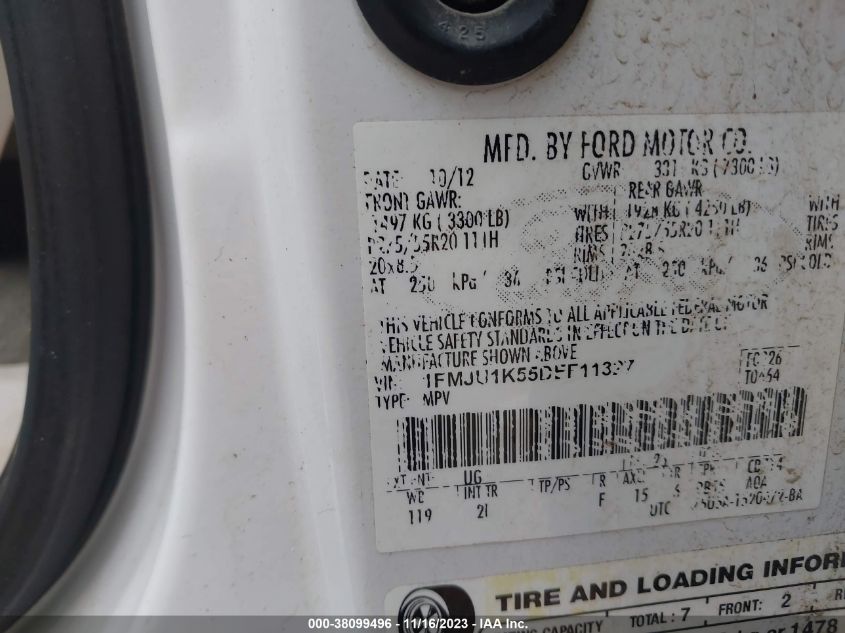 2013 FORD EXPEDITION LIMITED - 1FMJU1K55DEF11327