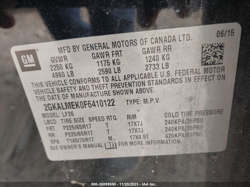 2015 GMC TERRAIN SLE-1 - 2GKALMEK0F6410122