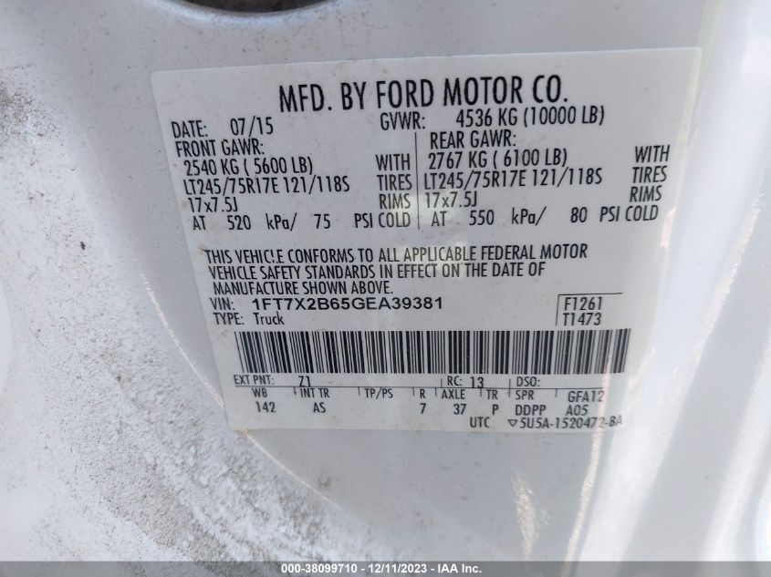2016 FORD F-250 XL - 1FT7X2B65GEA39381