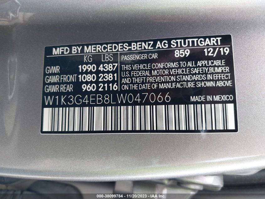 2020 MERCEDES-BENZ A 220 - W1K3G4EB8LW047066