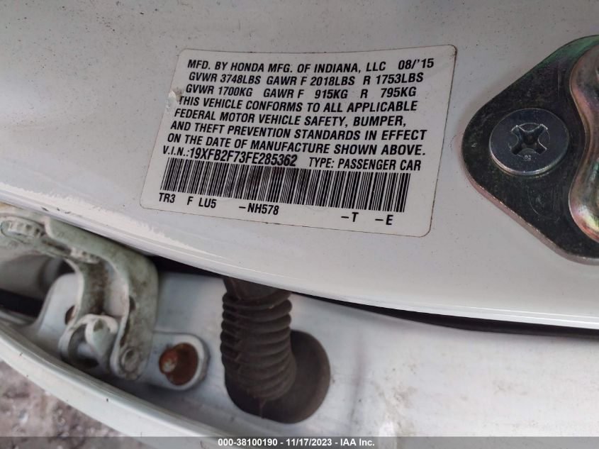 2015 HONDA CIVIC SE - 19XFB2F73FE285362