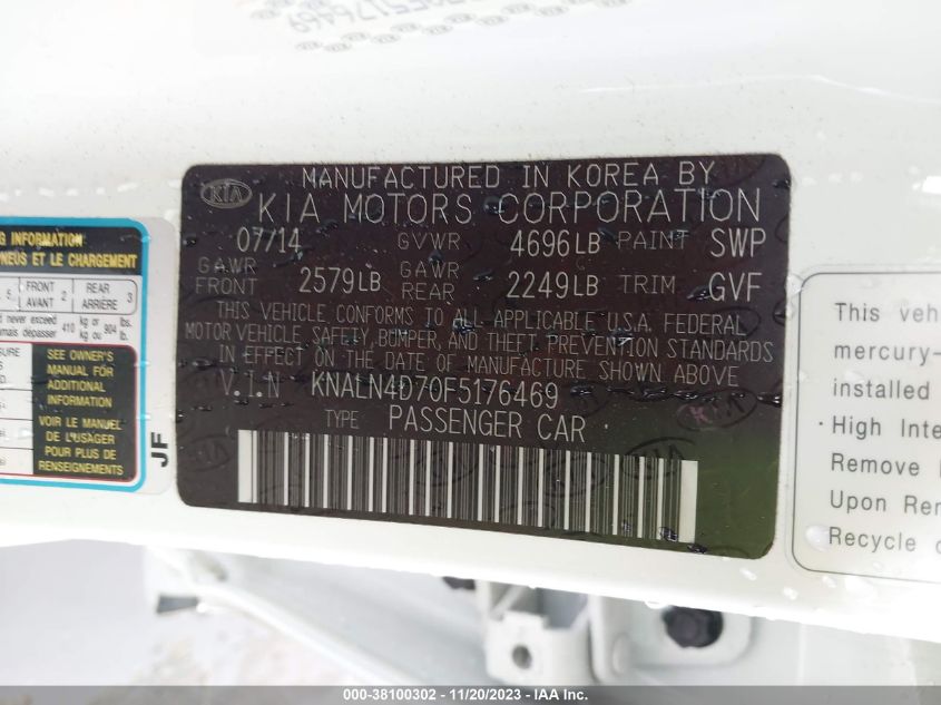 2015 KIA CADENZA PREMIUM - KNALN4D70F5176469