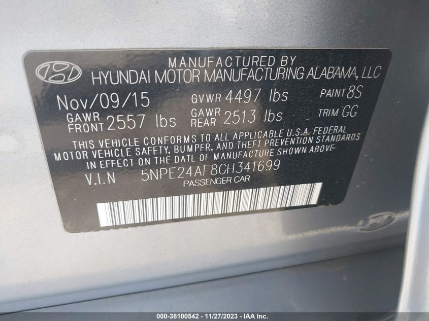 2016 HYUNDAI SONATA 2.4L SE - 5NPE24AF8GH341699