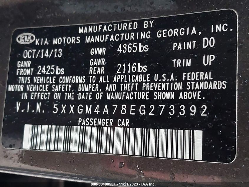 2014 KIA OPTIMA LX - 5XXGM4A78EG273392