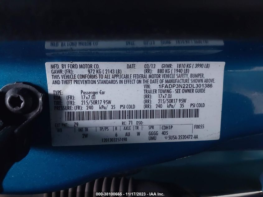 2013 FORD FOCUS TITANIUM - 1FADP3N22DL301386