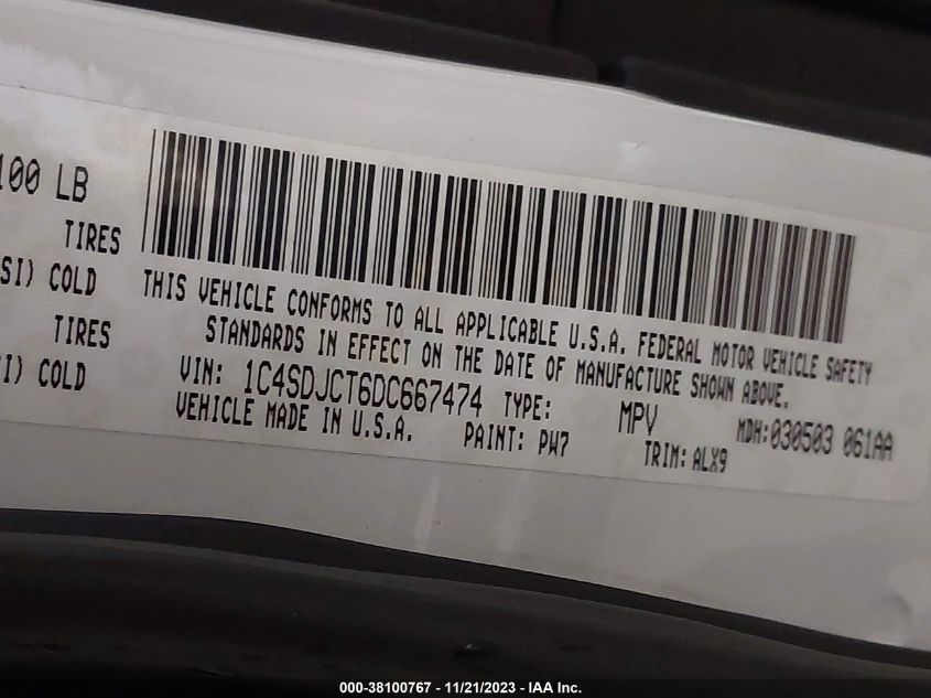 2013 DODGE DURANGO R/T - 1C4SDJCT6DC667474