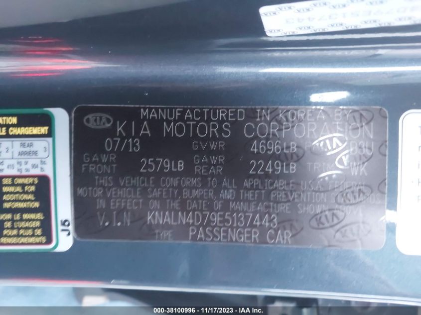 2014 KIA CADENZA PREMIUM KNALN4D79E5137443