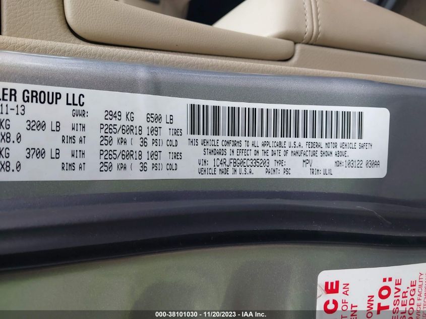 2014 JEEP GRAND CHEROKEE LIMITED - 1C4RJFBG0EC335203