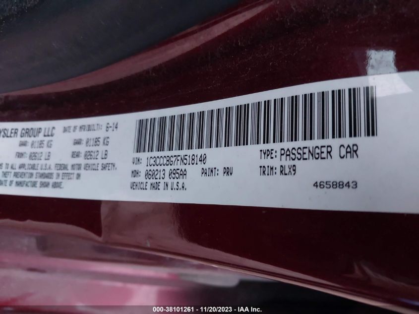 2015 CHRYSLER 200 S - 1C3CCCBG7FN518140