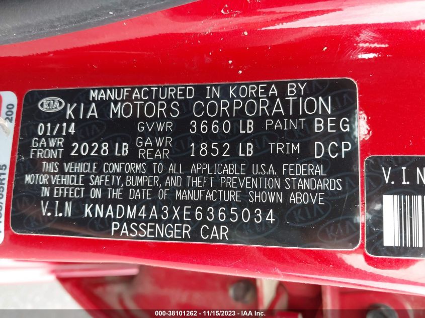 2014 KIA RIO LX - KNADM4A3XE6365034