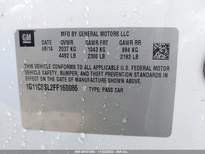 2015 CHEVROLET MALIBU 1LT - 1G11C5SL2FF160086
